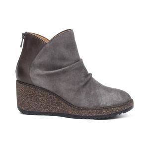 NEW AETREX women's kara ruched wedge boot in charcoal